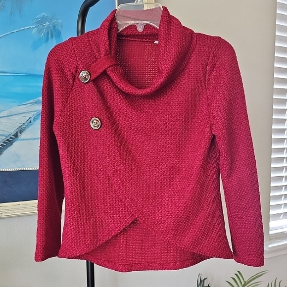NWOT Chic Red Cowl Neck Sweater for Women - Picture 1 of 2